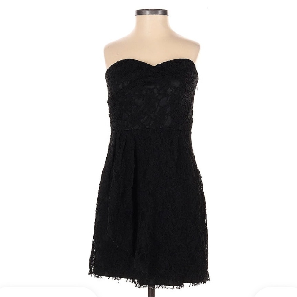 Express Black Strapless Lace Dress